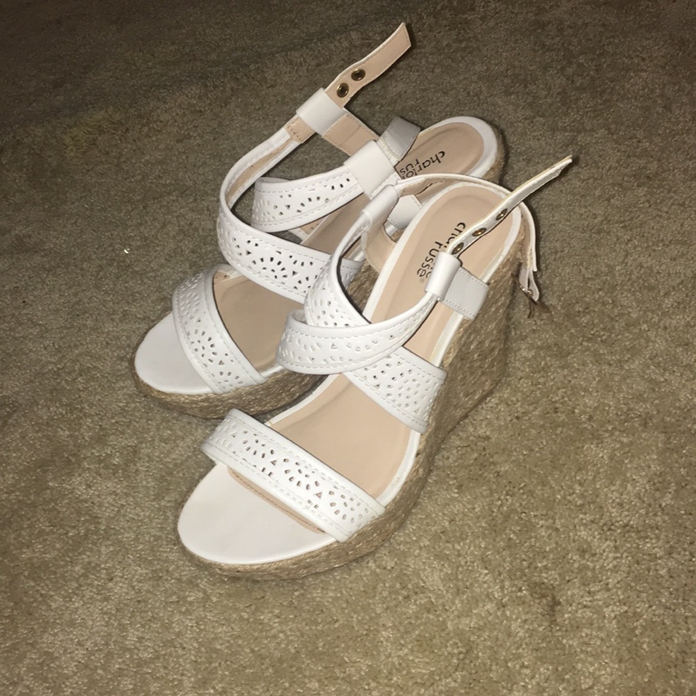 cute white wedge heals
